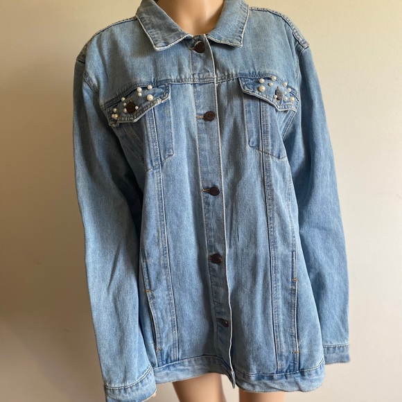 One5One Pearled Denim Light Blue Jacket EUC - Picture 10 of 15